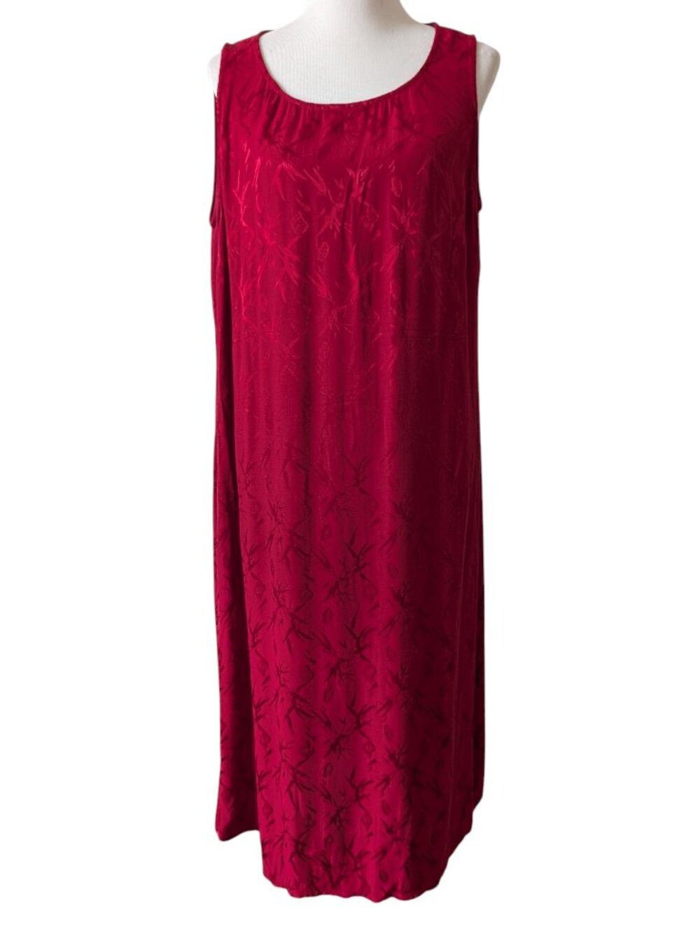 Spencer Alexis Vintage Womens Size 16 Red Sleeveless Scoop Neck Midi Shift Dress